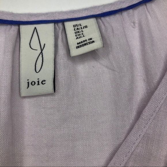 Joie Linen Blend Tiered Boho Lagenlook Lavender Semi Sheer Dress Sz Lg - Picture 8 of 12